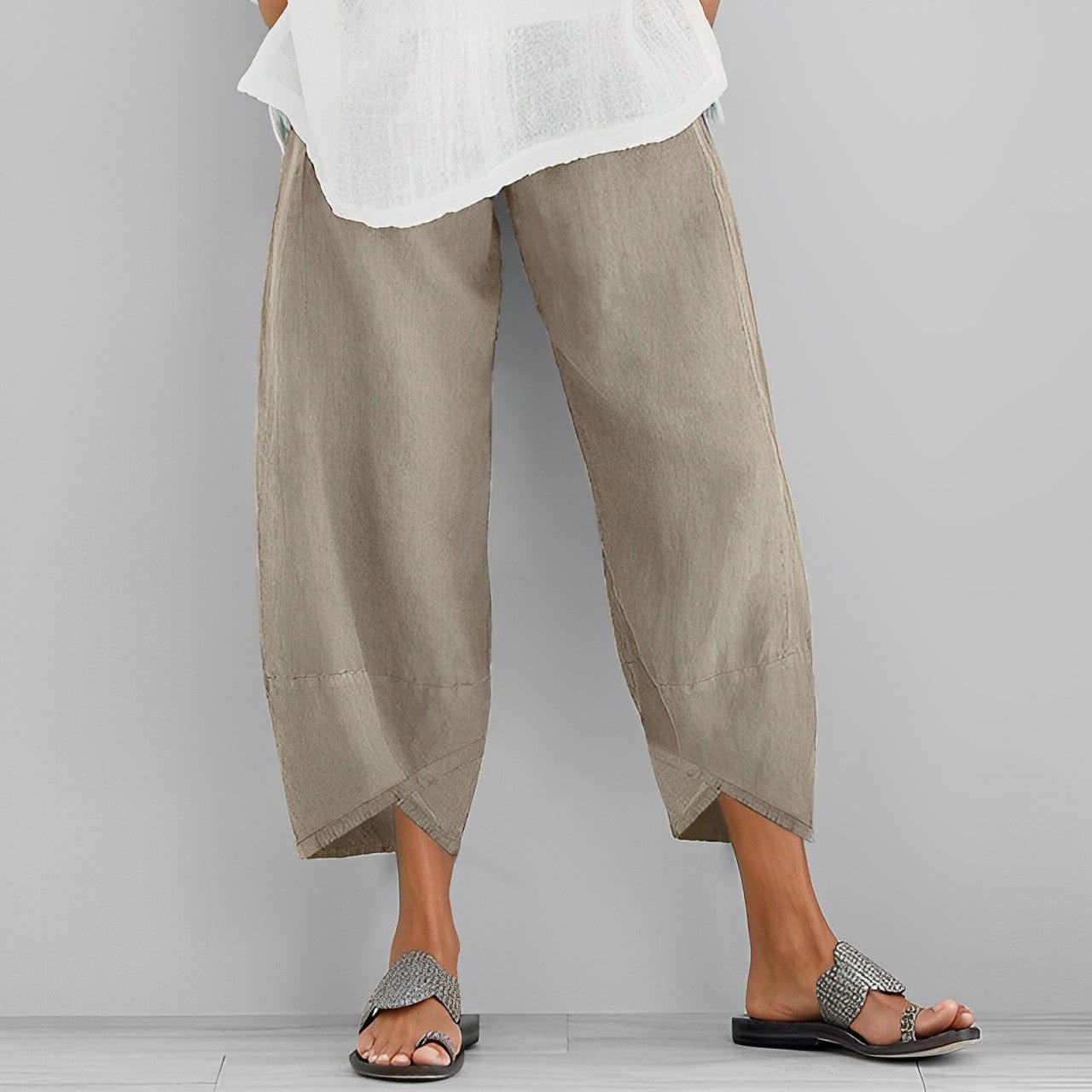 Asymmetrische Leinenhosen Damen Trendig Sommerhosen