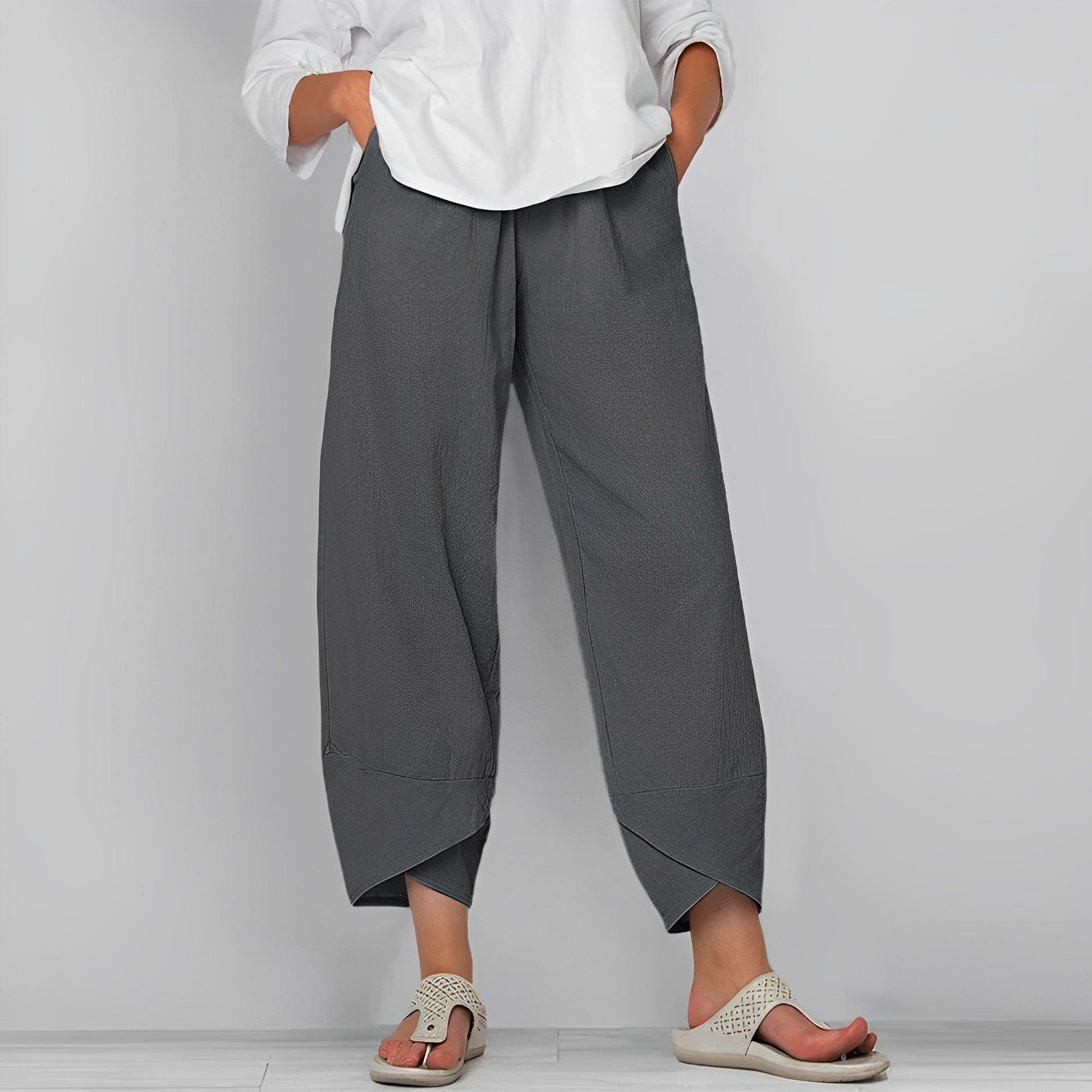 Asymmetrische Leinenhosen Damen Trendig Sommerhosen - BerlinGlamour