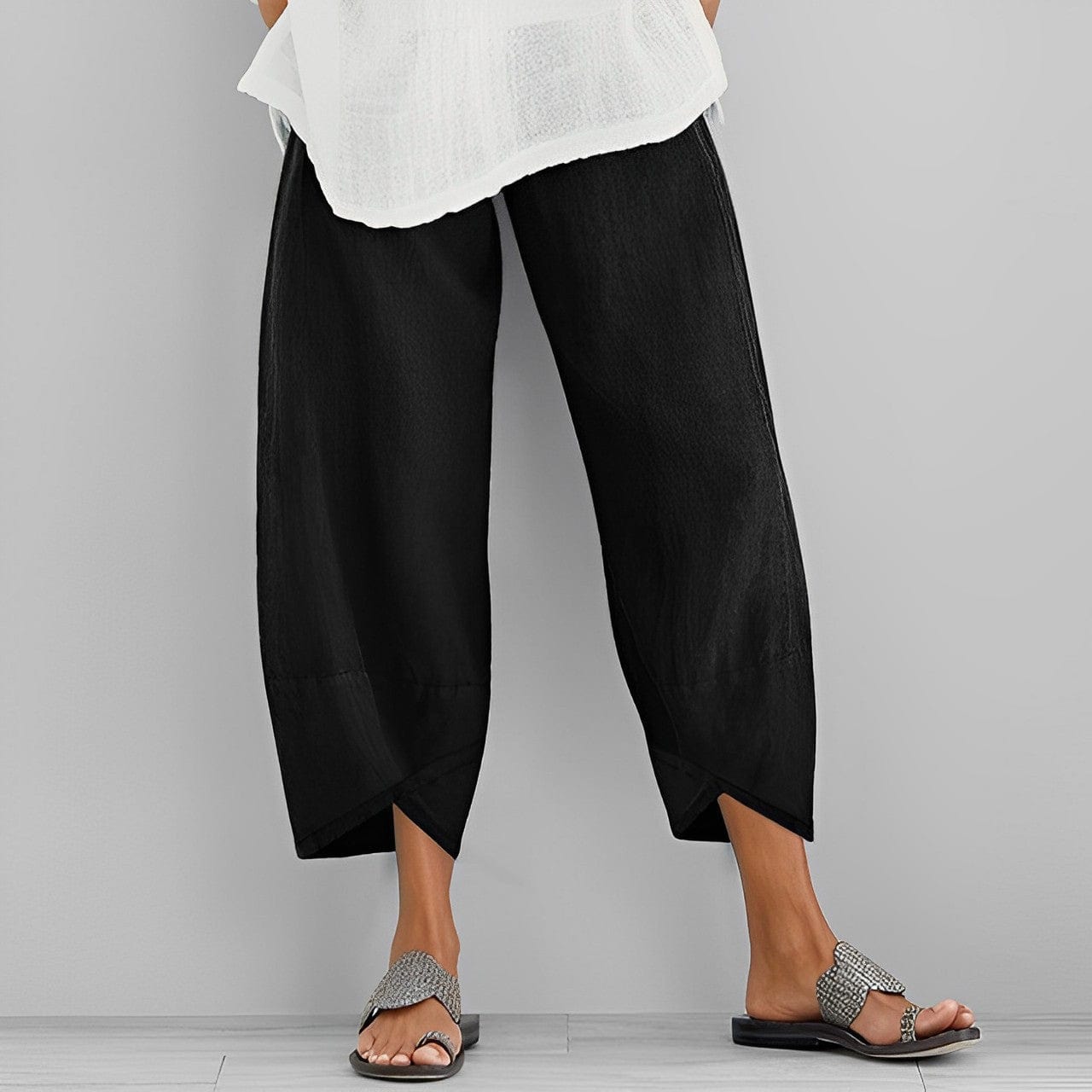 Asymmetrische Leinenhosen Damen Trendig Sommerhosen