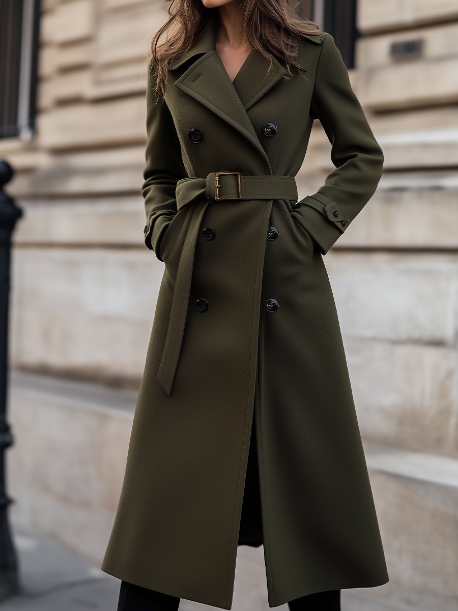 Damen Trenchcoat Lang Winter Mantel mit Gürtel - BerlinGlamour