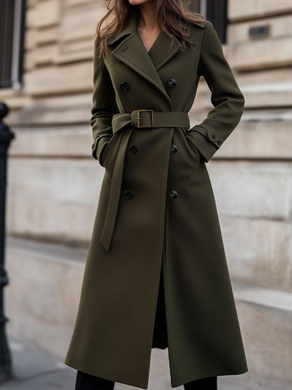 Damen Trenchcoat Lang Winter Mantel mit Gürtel - BerlinGlamour