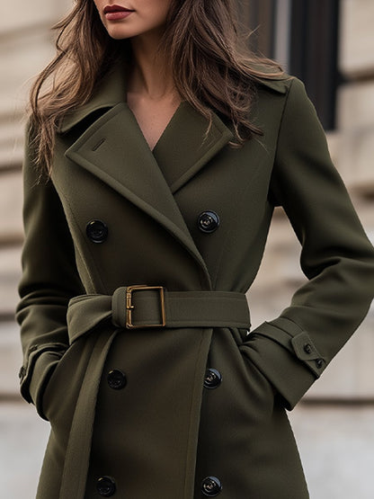 Damen Trenchcoat Lang Winter Mantel mit Gürtel