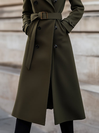 Damen Trenchcoat Lang Winter Mantel mit Gürtel