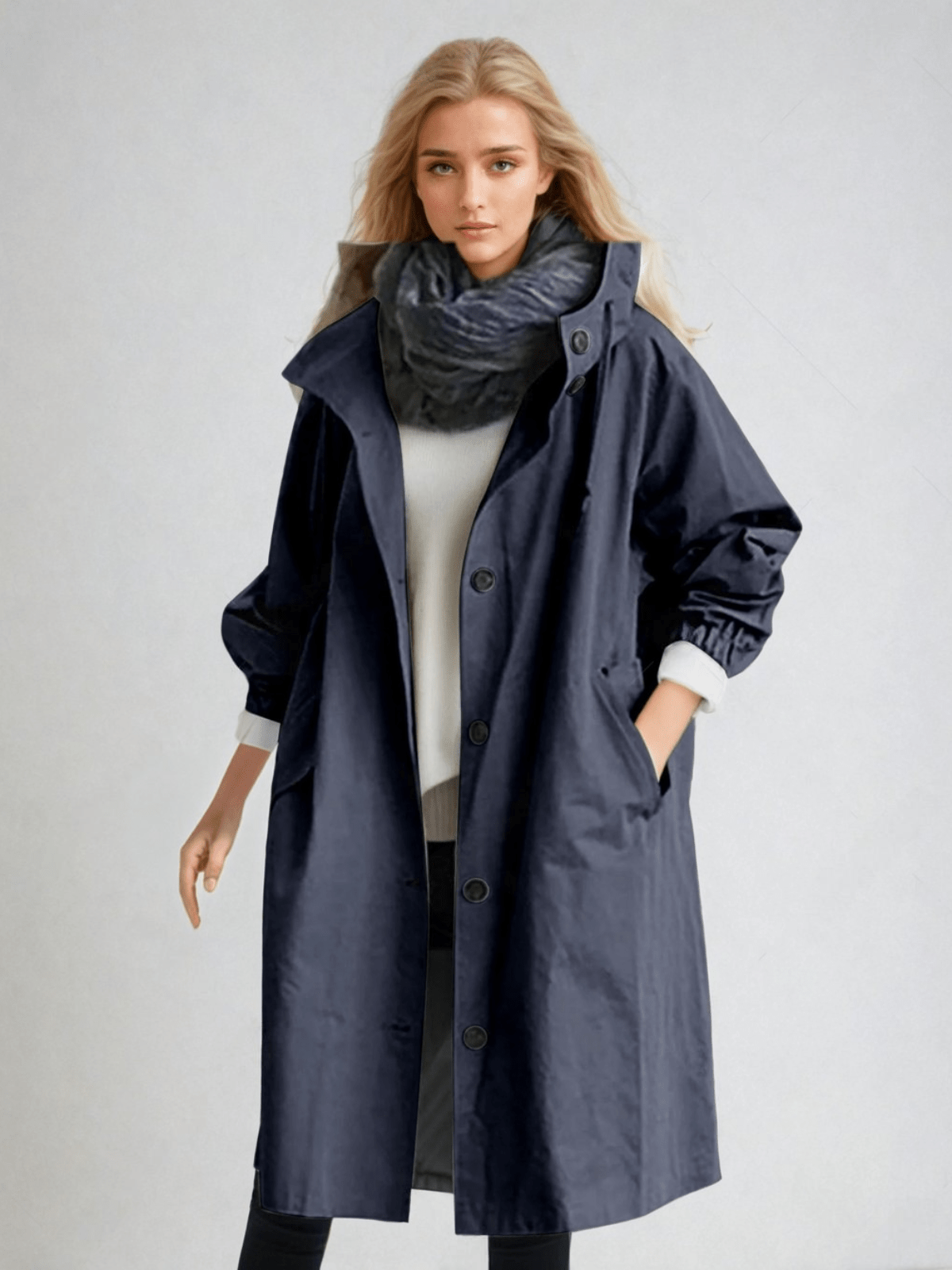 Trenchcoat Herren Modern mit Knöpfen und Stehkragen