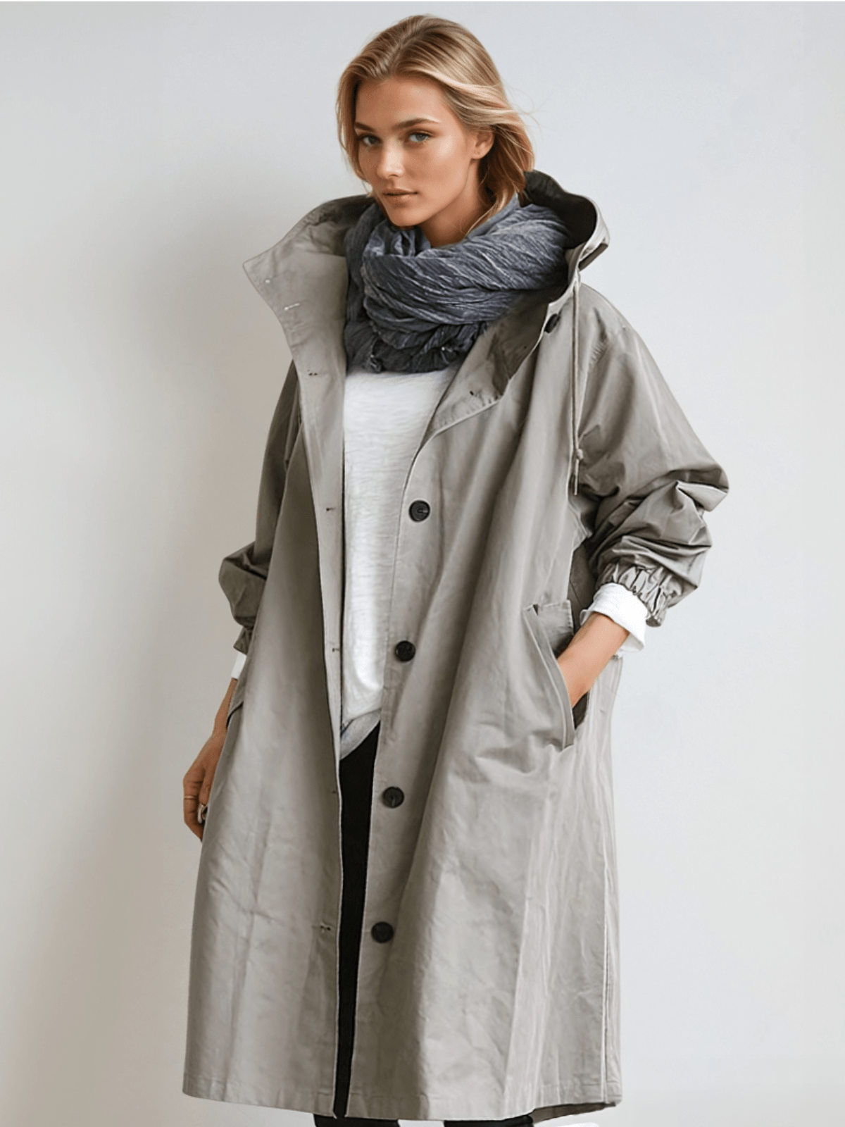 Trenchcoat Herren Modern mit Knöpfen und Stehkragen - BerlinGlamour