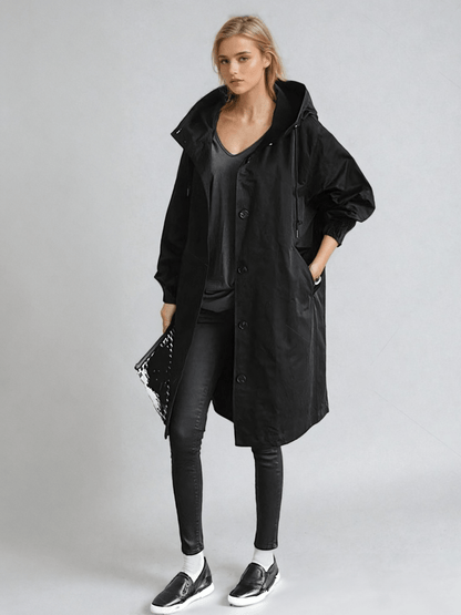 Damen Trenchcoat Klassisch Mit Knöpfen Und Hochem Kragen