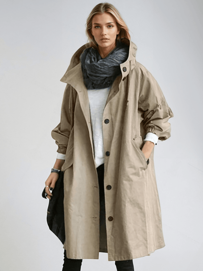 Übergangsmantel Damen Elegant Knopfleiste Stehkragen