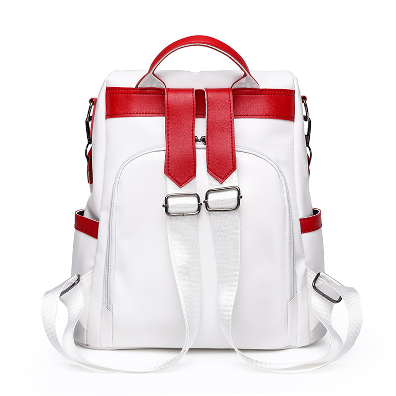 Stilvoller Damen Reise Rucksack Schwarz Rot Weiß