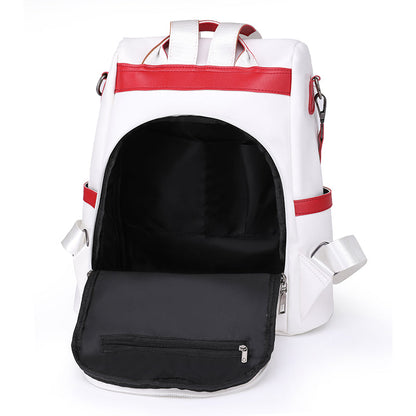 Stilvoller Damen Reise Rucksack Schwarz Rot Weiß
