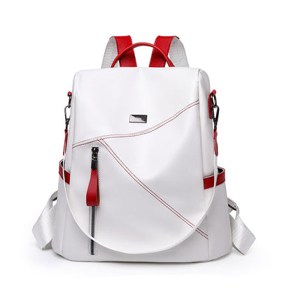 Stilvoller Damen Reise Rucksack Schwarz Rot Weiß
