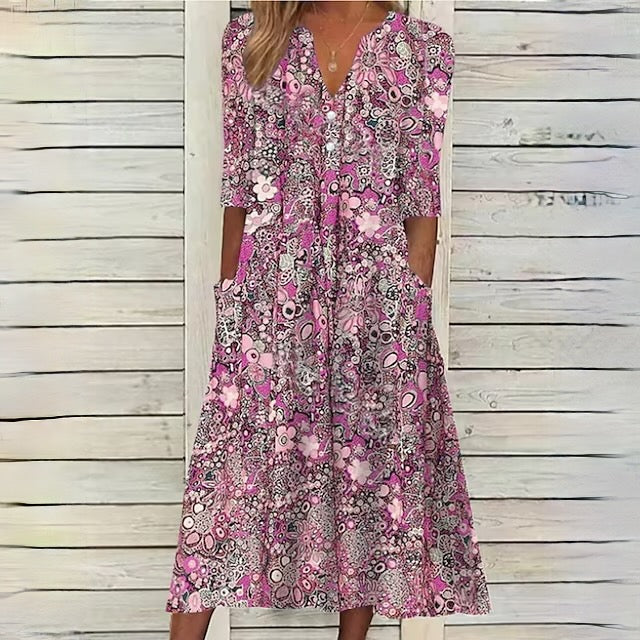 Blumenkleid Frühjahr Farbenfroh Sommerlich Frauenkleid