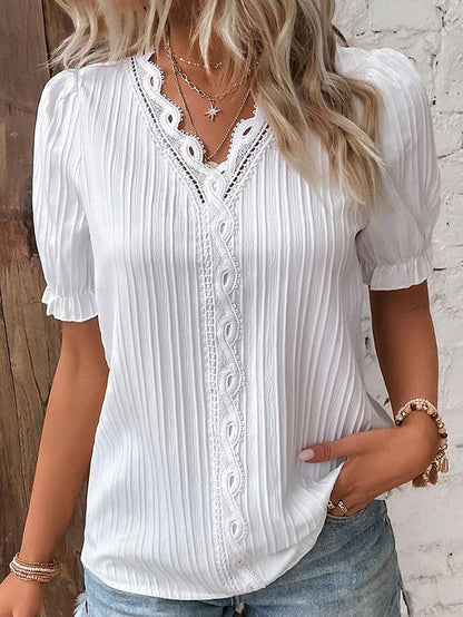 Damenbluse Sommerleicht Elegant Kurzarm - BerlinGlamour