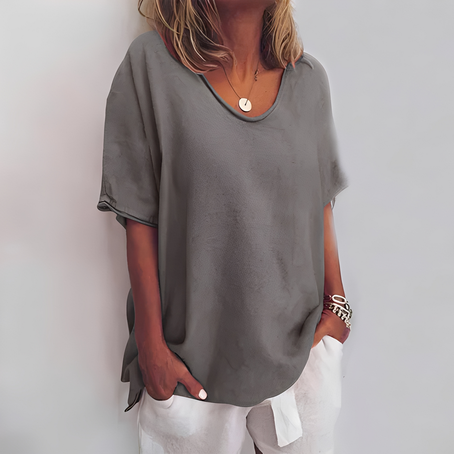 Damen T-Shirt Bequem Lockeres 2er Pack
