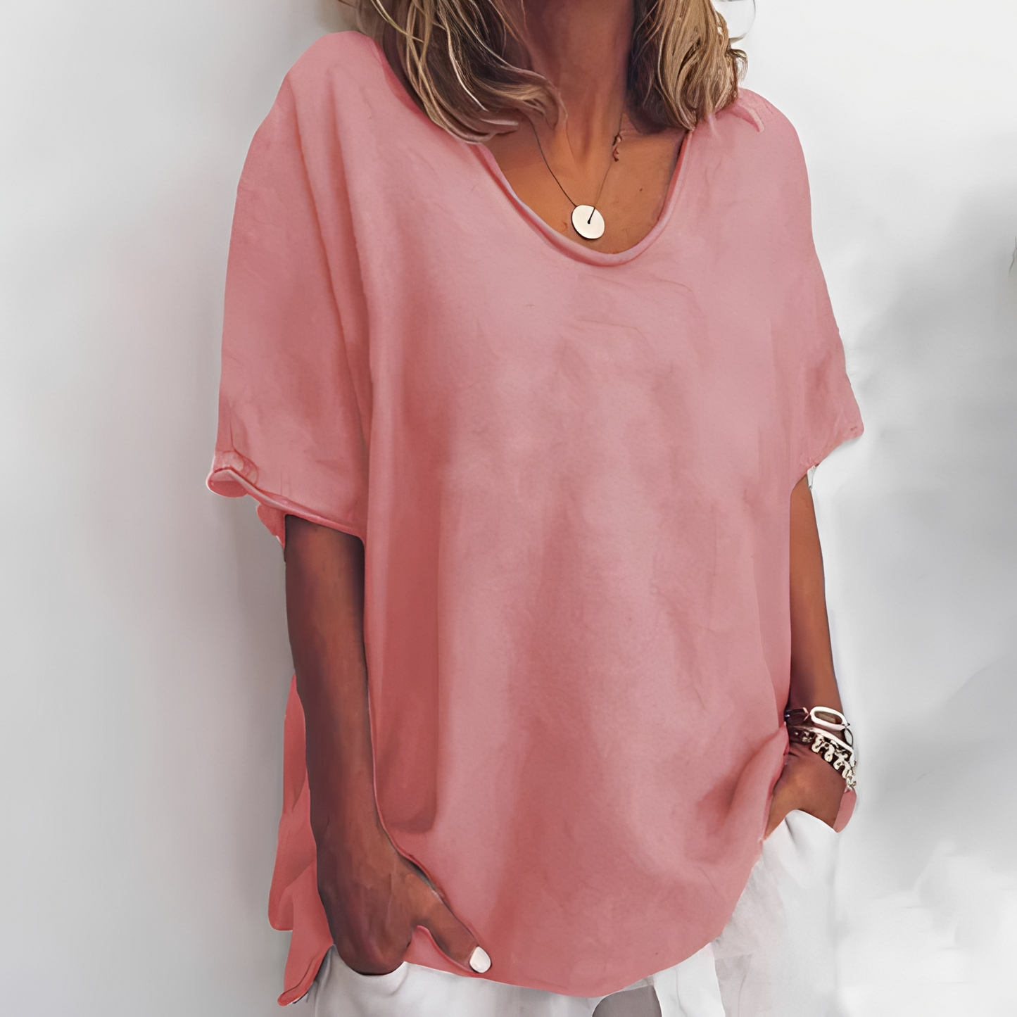 Damen T-Shirt Bequem Lockeres 2er Pack