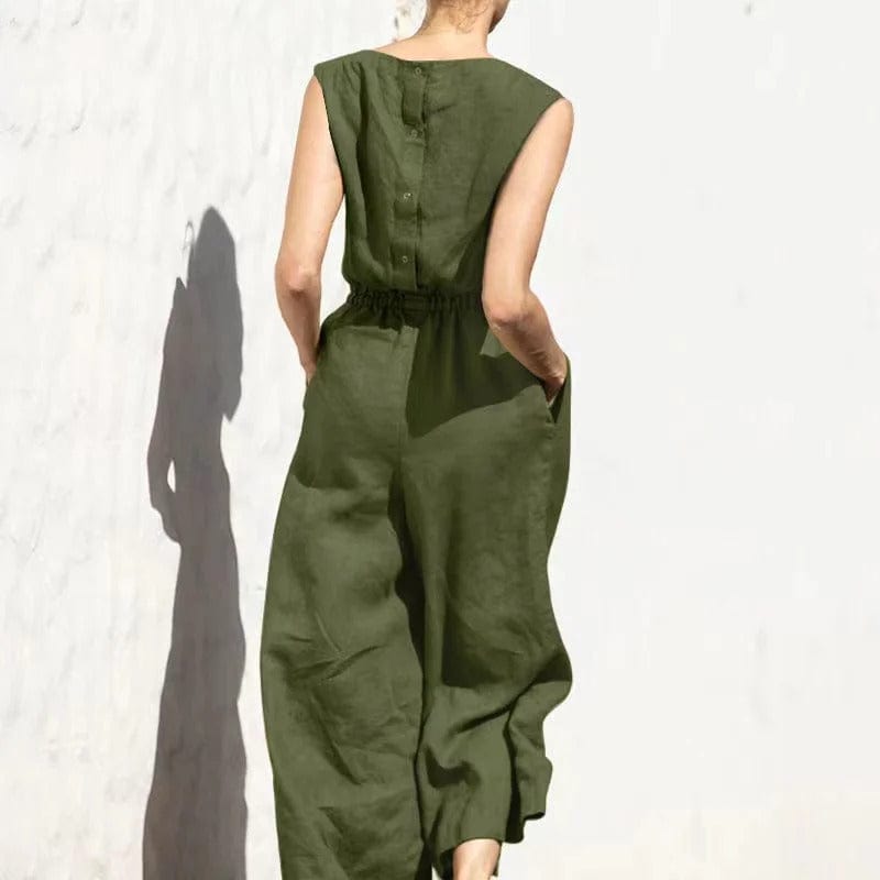 Baumwoll-Jumpsuit Damen Sommer Leinen Elegant - BerlinGlamour