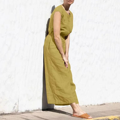Baumwoll-Jumpsuit Damen Sommer Leinen Elegant
