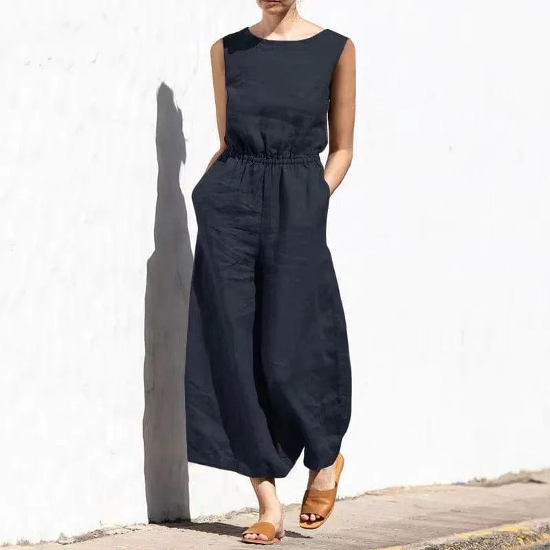 Baumwoll-Jumpsuit Damen Sommer Leinen Elegant