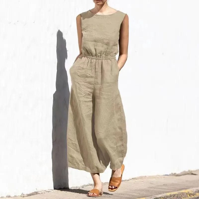 Baumwoll-Jumpsuit Damen Sommer Leinen Elegant