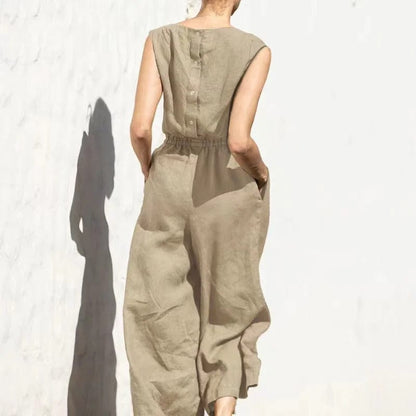 Baumwoll-Jumpsuit Damen Sommer Leinen Elegant