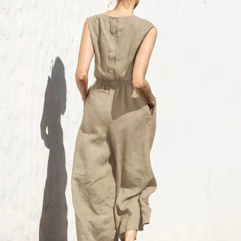 Baumwoll-Jumpsuit Damen Sommer Leinen Elegant