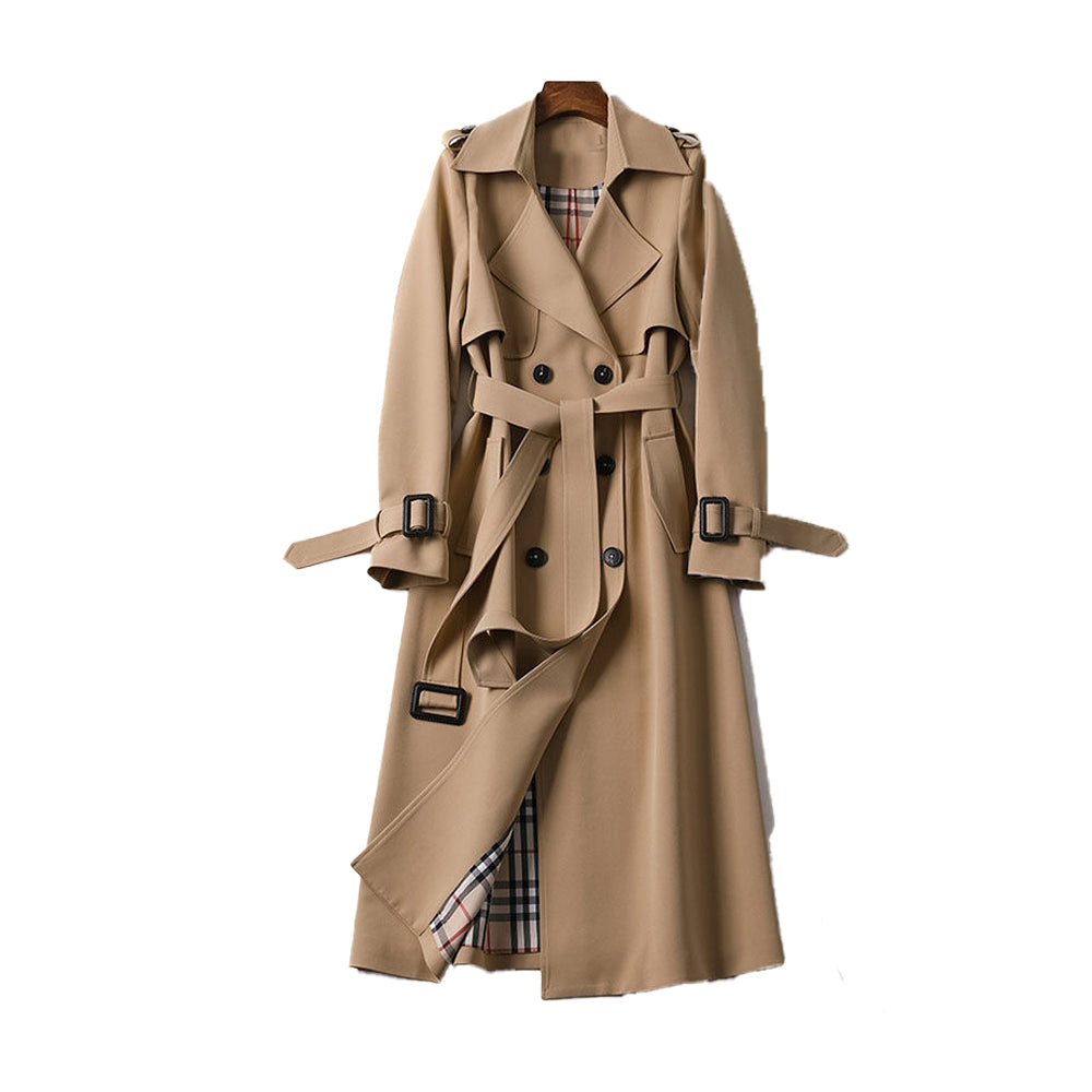 Damen Trenchcoat Zweireihig Klassisch Wasserabweisend - BerlinGlamour