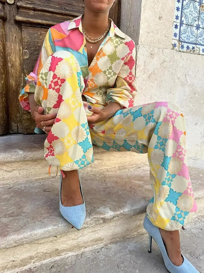 Geometrische Damen Set Bunt Modern