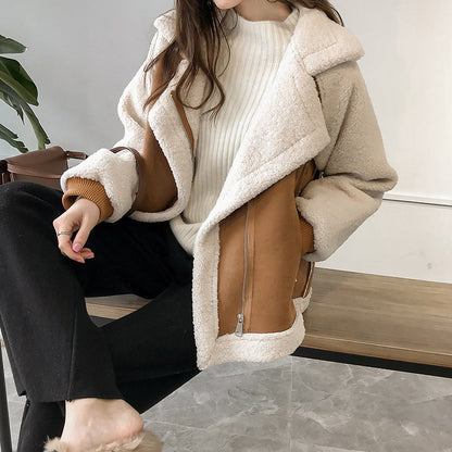 Weicher Damen Mantel Übergroß Kunstlammfell Mantel Damen