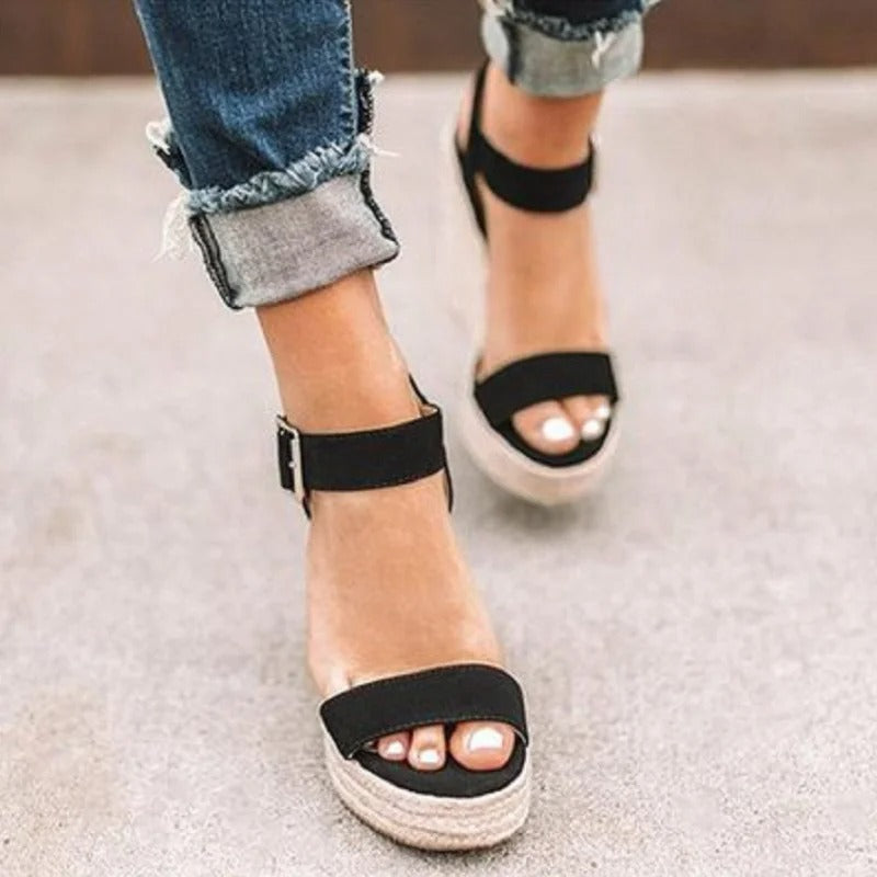 Damen Sandalen Offener Zeh Knöchelriemen Sommer