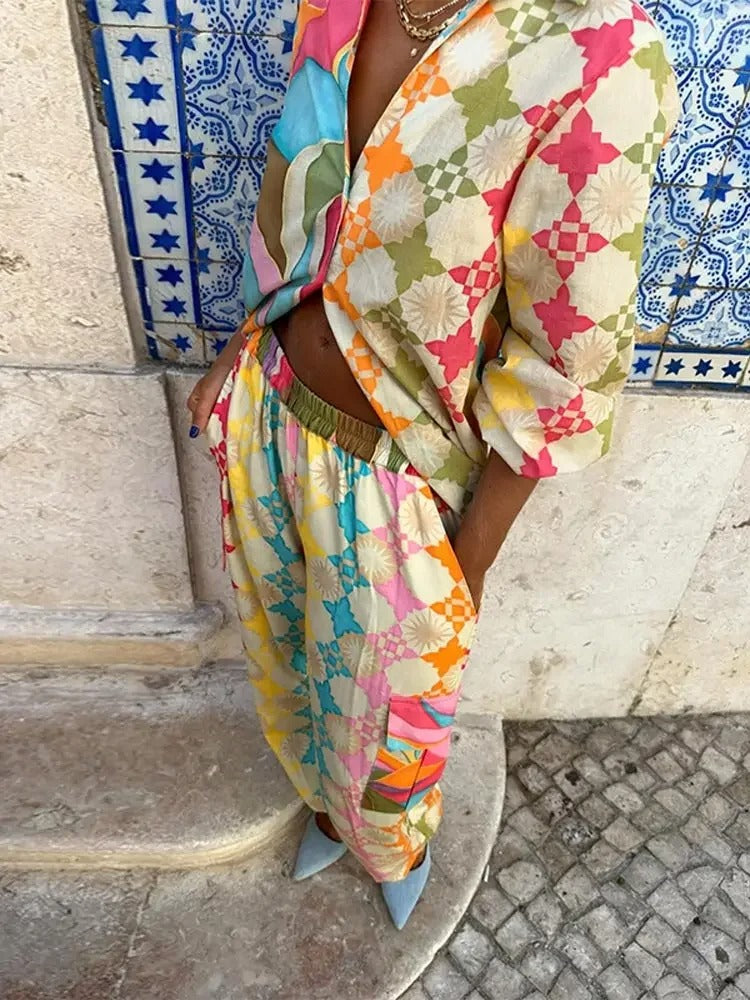 Geometrische Damen Set Bunt Modern