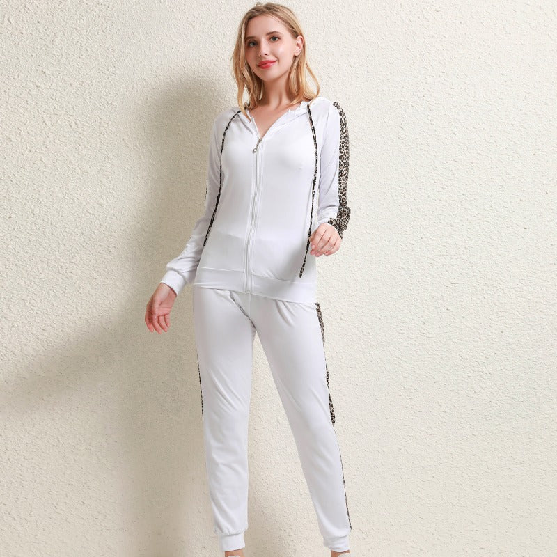 Damen Jogginganzug Leopardenmuster 2-teilig Loungewear