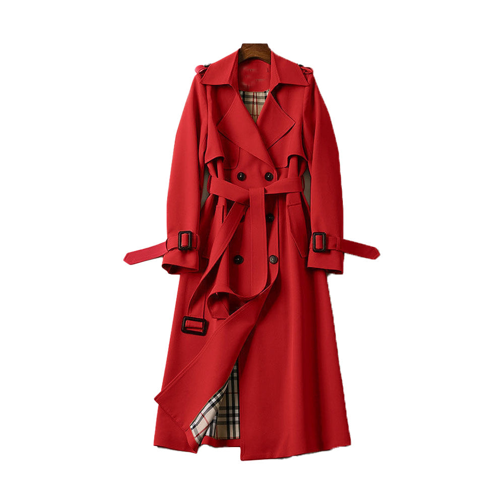 Damen Trenchcoat Zweireihig Klassisch Wasserabweisend