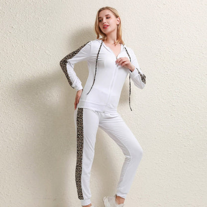 Damen Jogginganzug Leopardenmuster 2-teilig Loungewear