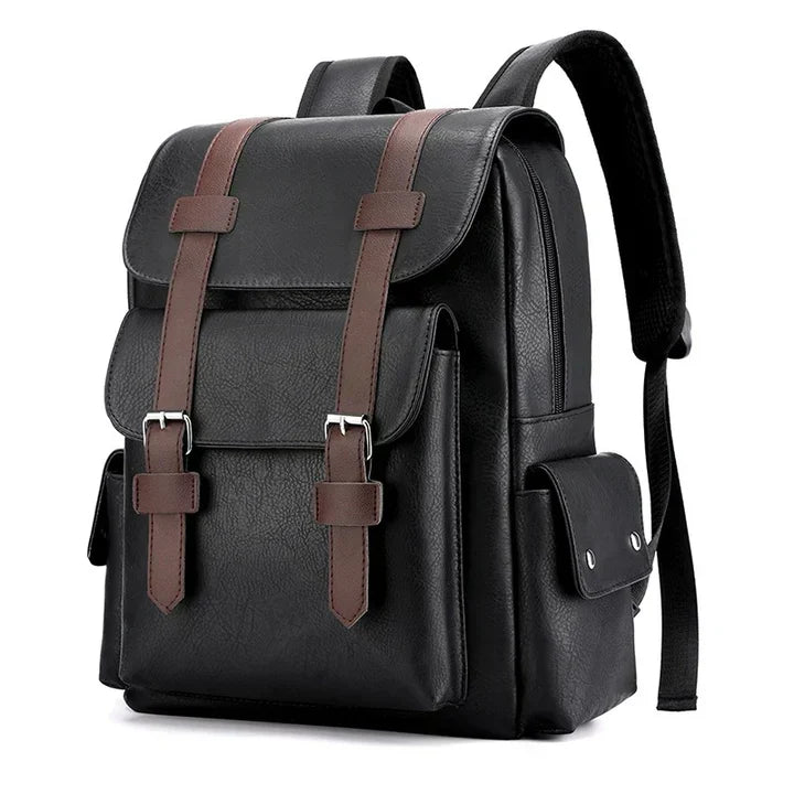 Eleganter Leder Rucksack Premium Qualität Schwarz - BerlinGlamour