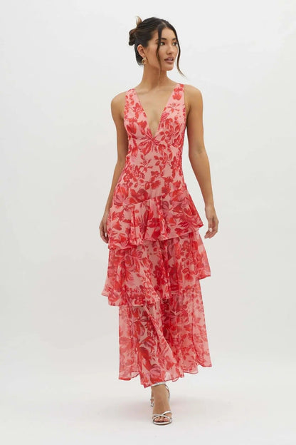 Damen Maxikleid Geblümt Elegantes Sommerkleid
