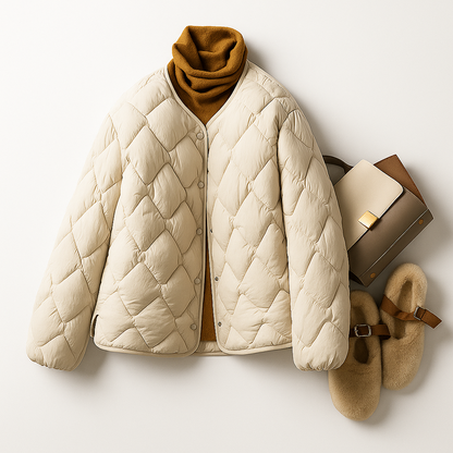 Damen Pufferjacke Warm Leicht Gesteppt Winterjacke