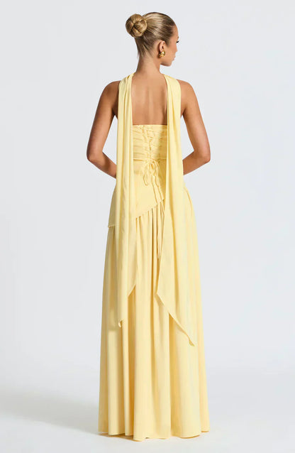 Damen Maxi Kleid Asymmetrisch Hochzeitsgast Outfit Elegant