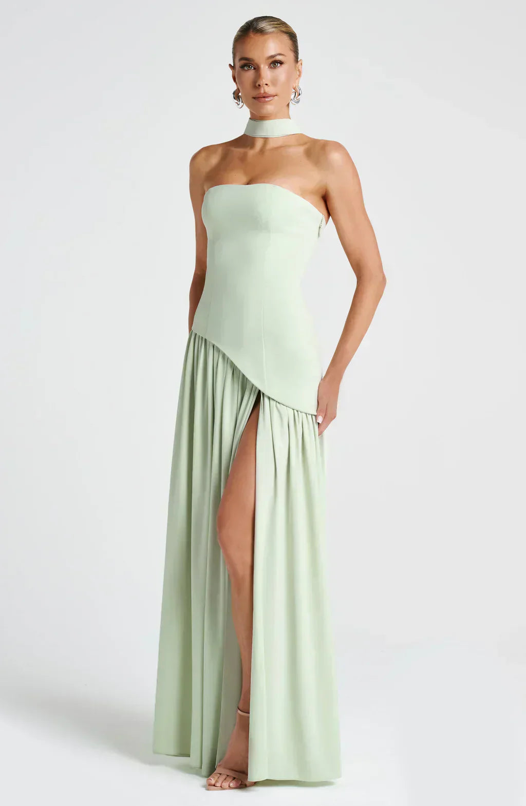 Damen Maxi Kleid Asymmetrisch Hochzeitsgast Outfit Elegant