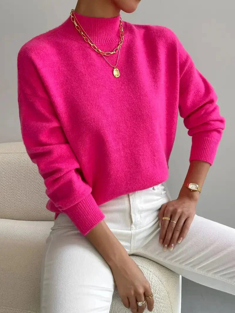 Damen Pullover Frühling Mockneck Kaschmirweich