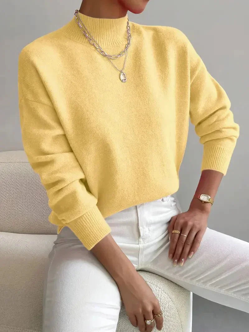 Damen Pullover Klassisch Warm Mit Hochem Kragen