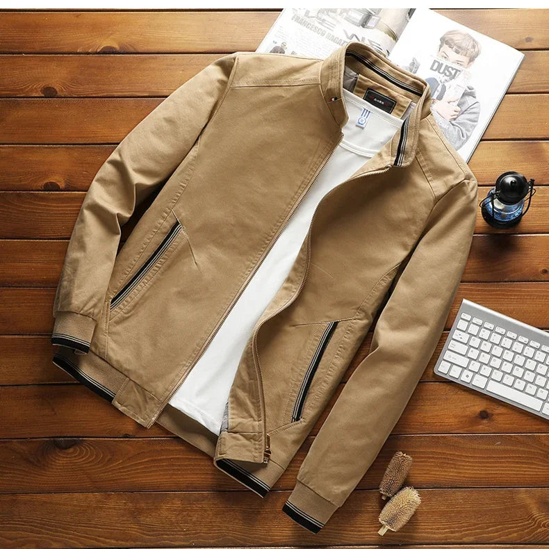 Herren Bomberjacke Baumwoll Stehkragen Modern