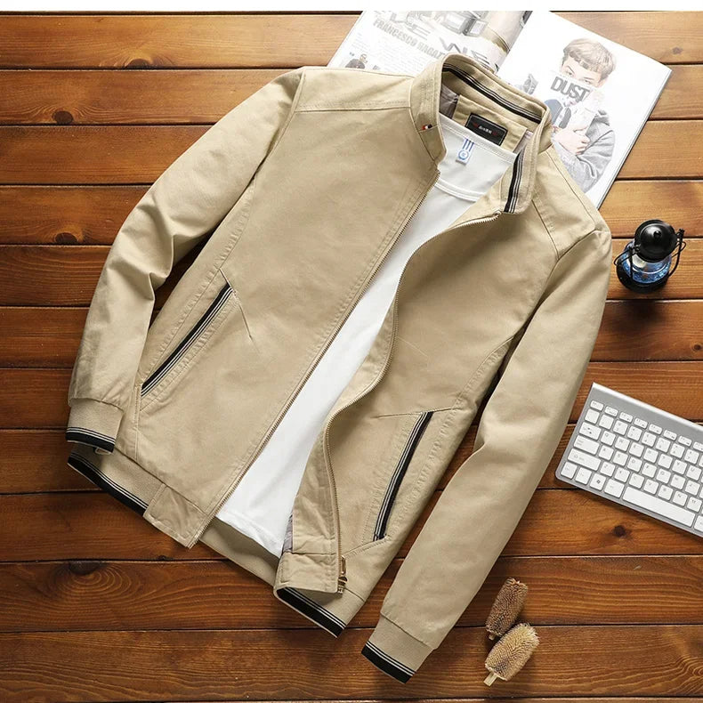 Herren Bomberjacke Baumwoll Stehkragen Modern