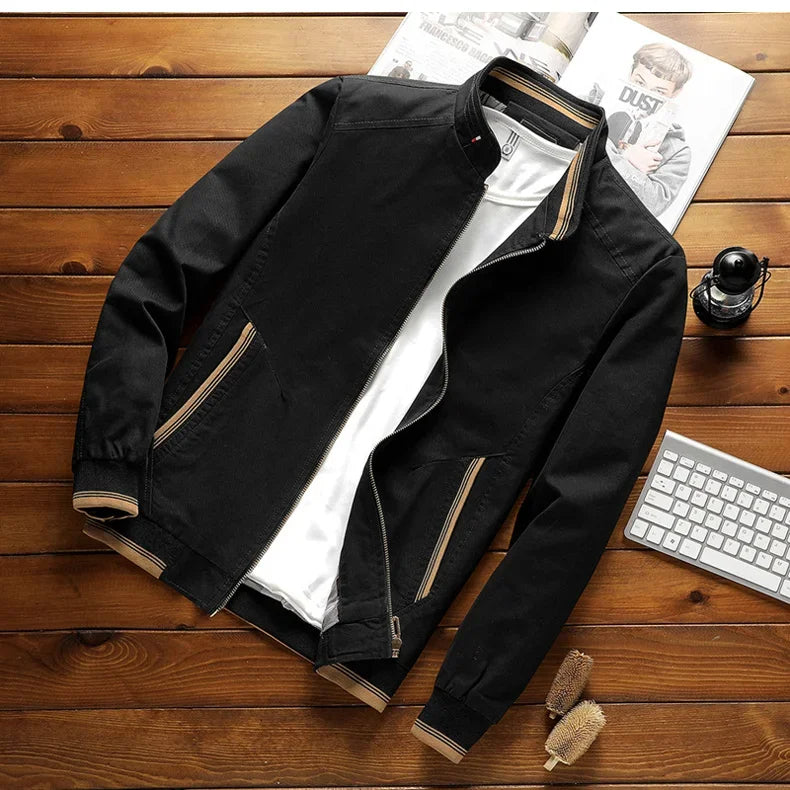Herren Bomberjacke Baumwoll Stehkragen Modern