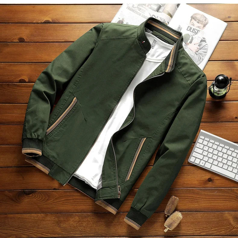 Herren Bomberjacke Baumwoll Stehkragen Modern