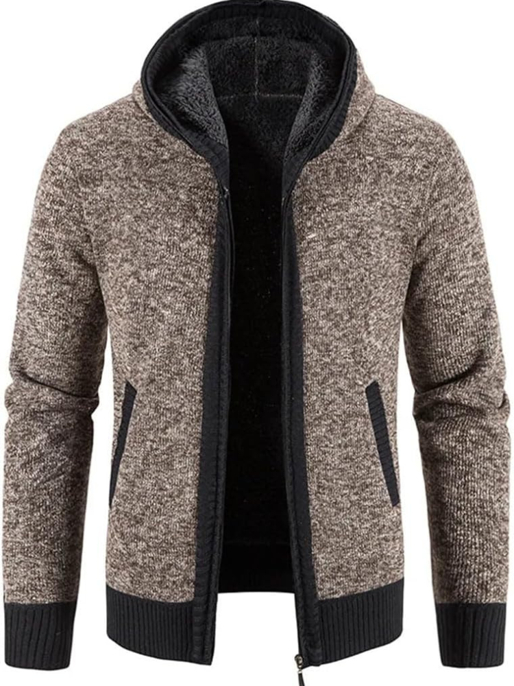 Herren Winterjacke Kapuzenjacke Reißverschluss Streifen Warm