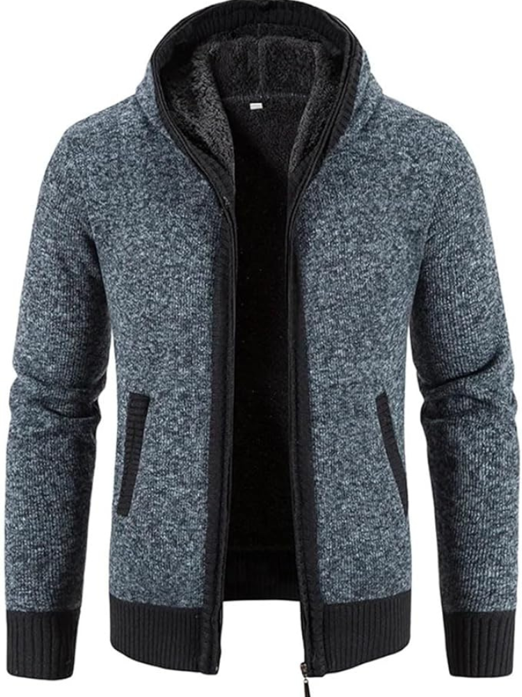 Herren Winterjacke Kapuzenjacke Reißverschluss Streifen Warm