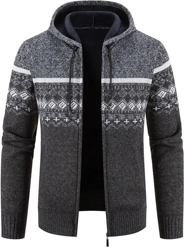 Herren Winterjacke Kapuzenjacke Reißverschluss Streifen Warm