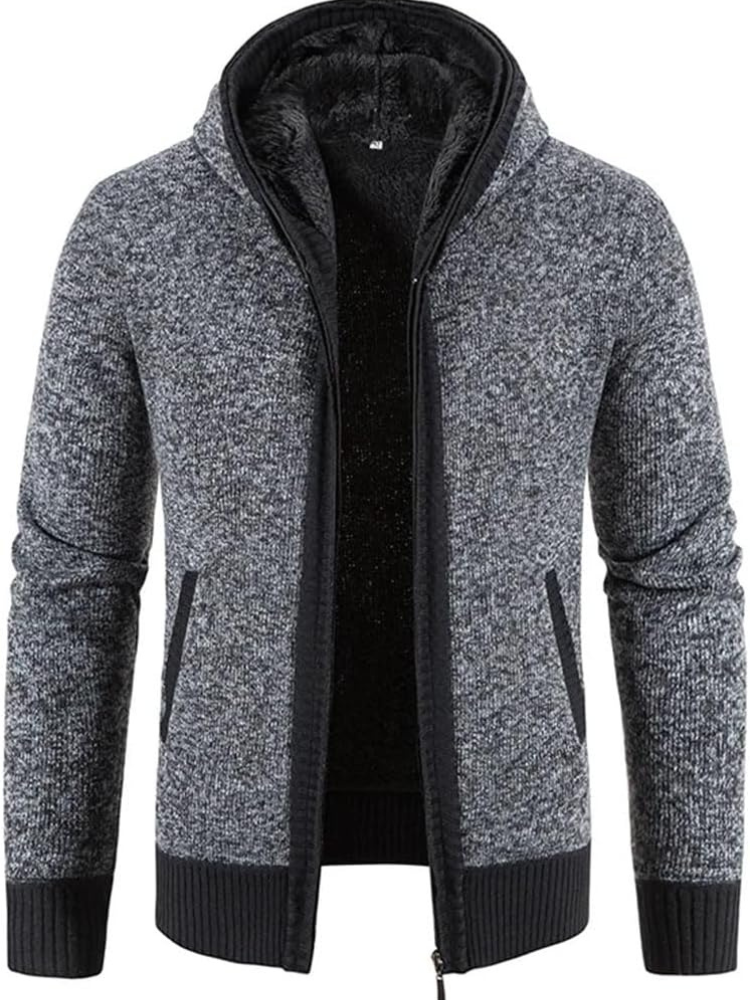 Herren Winterjacke Kapuzenjacke Reißverschluss Streifen Warm