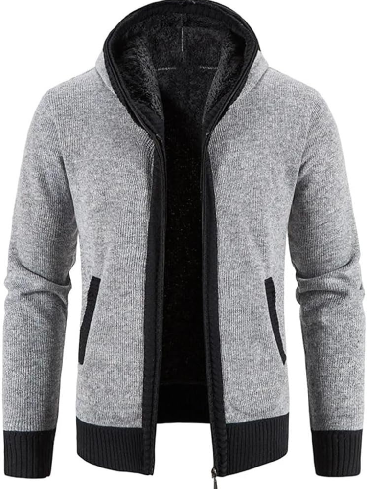 Herren Winterjacke Kapuzenjacke Reißverschluss Streifen Warm