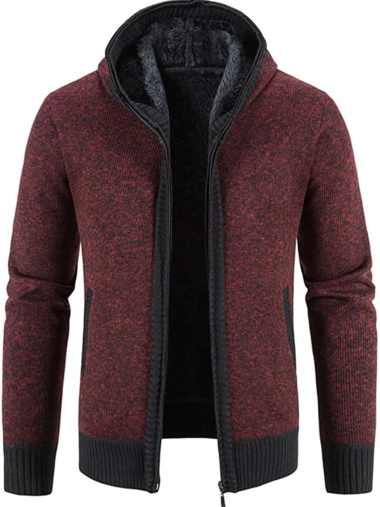 Herren Winterjacke Kapuzenjacke Reißverschluss Streifen Warm