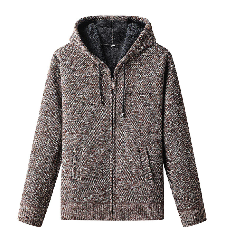 Herren Strickjacke Kapuze Reißverschluss Warm - BerlinGlamour
